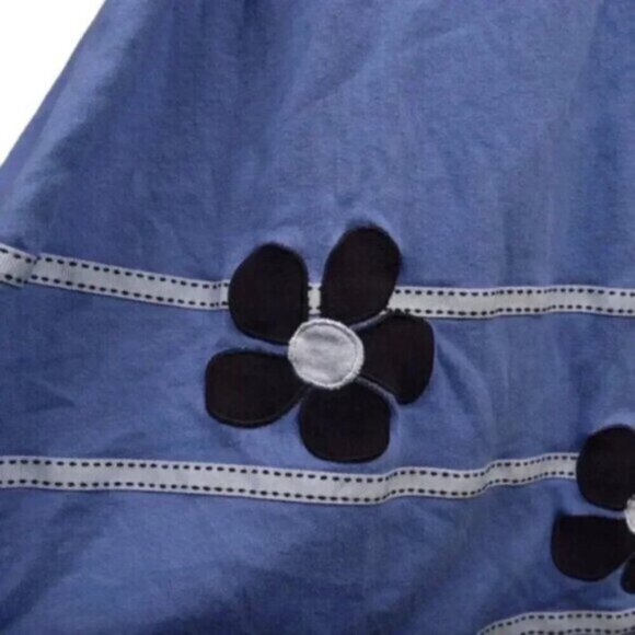 Land's End Long Sleeve Midi Dress Floral Embroidered Blue Size 14 - Picture 4 of 9